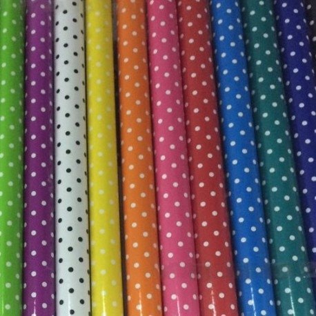 Papel Plastificado Lunares Rosa