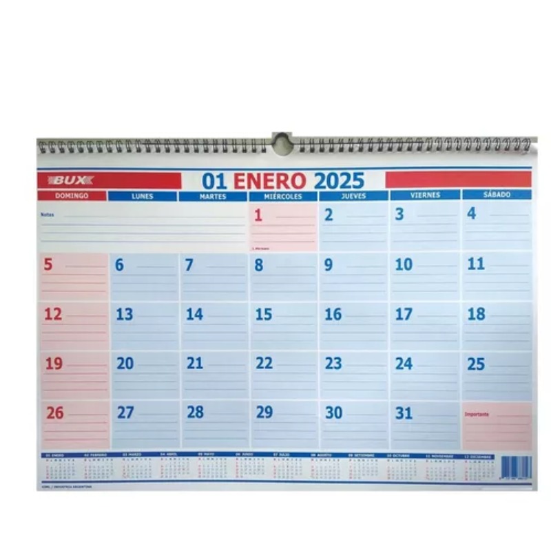 Organizador Mensual 2025 De 35 X 22 Cm (ag-1)